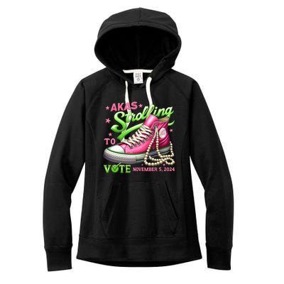 Akas Strolling To Vote November 5 2024 Kamala Harris Design Women's Fleece Hoodie