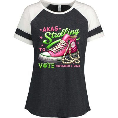 Akas Strolling To Vote November 5 2024 Kamala Harris Design Enza Ladies Jersey Colorblock Tee