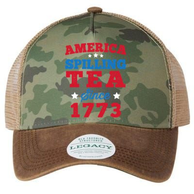 AMERICA Spilling Tea Since 1773 Boston Party Funny 4th July Legacy Tie Dye Trucker Hat