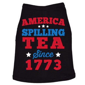 AMERICA Spilling Tea Since 1773 Boston Party Funny 4th July Doggie Tank