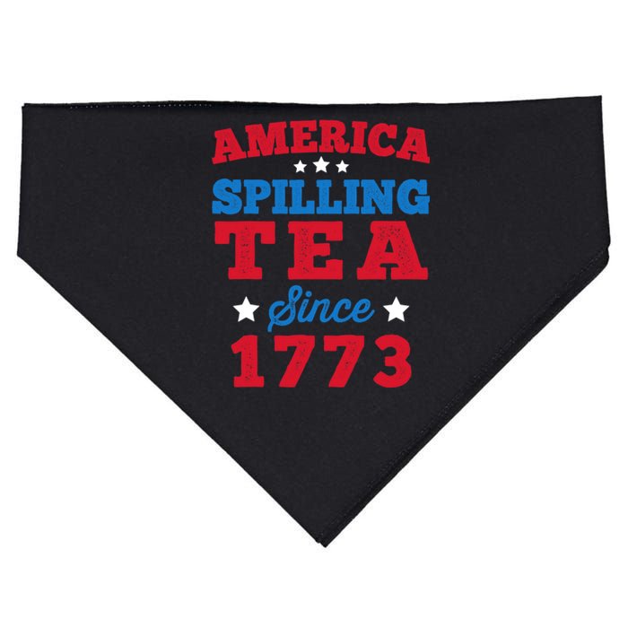 AMERICA Spilling Tea Since 1773 Boston Party Funny 4th July USA-Made Doggie Bandana