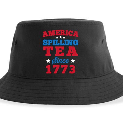 AMERICA Spilling Tea Since 1773 Boston Party Funny 4th July Sustainable Bucket Hat