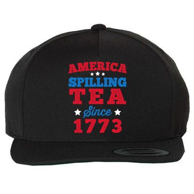 AMERICA Spilling Tea Since 1773 Boston Party Funny 4th July Wool Snapback Cap