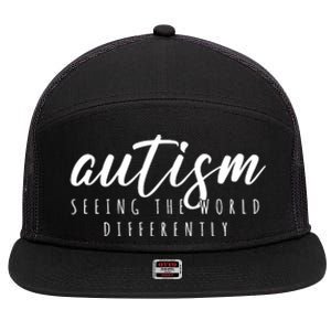 Autism Seeing The World Differently 7 Panel Mesh Trucker Snapback Hat