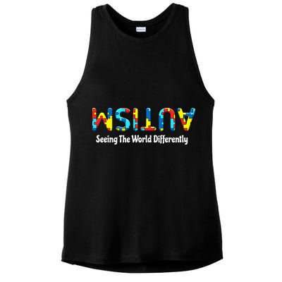 Autism Seeing The World Differently Upside Autism Awareness Ladies PosiCharge Tri-Blend Wicking Tank