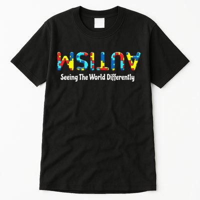 Autism Seeing The World Differently Upside Autism Awareness Tall T-Shirt