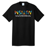 Autism Seeing The World Differently Upside Autism Awareness Tall T-Shirt