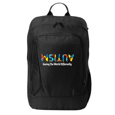 Autism Seeing The World Differently Upside Autism Awareness City Backpack