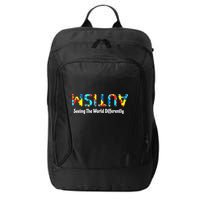 Autism Seeing The World Differently Upside Autism Awareness City Backpack