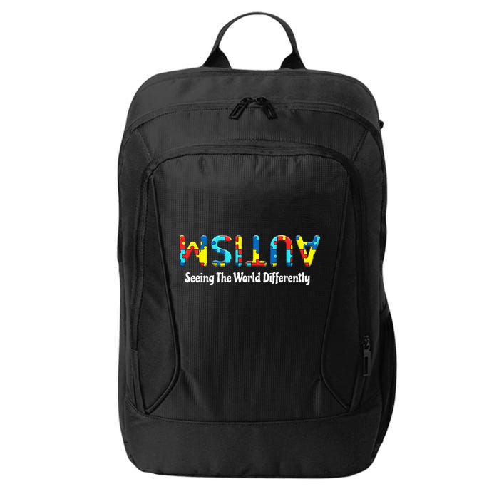 Autism Seeing The World Differently Upside Autism Awareness City Backpack