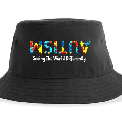 Autism Seeing The World Differently Upside Autism Awareness Sustainable Bucket Hat