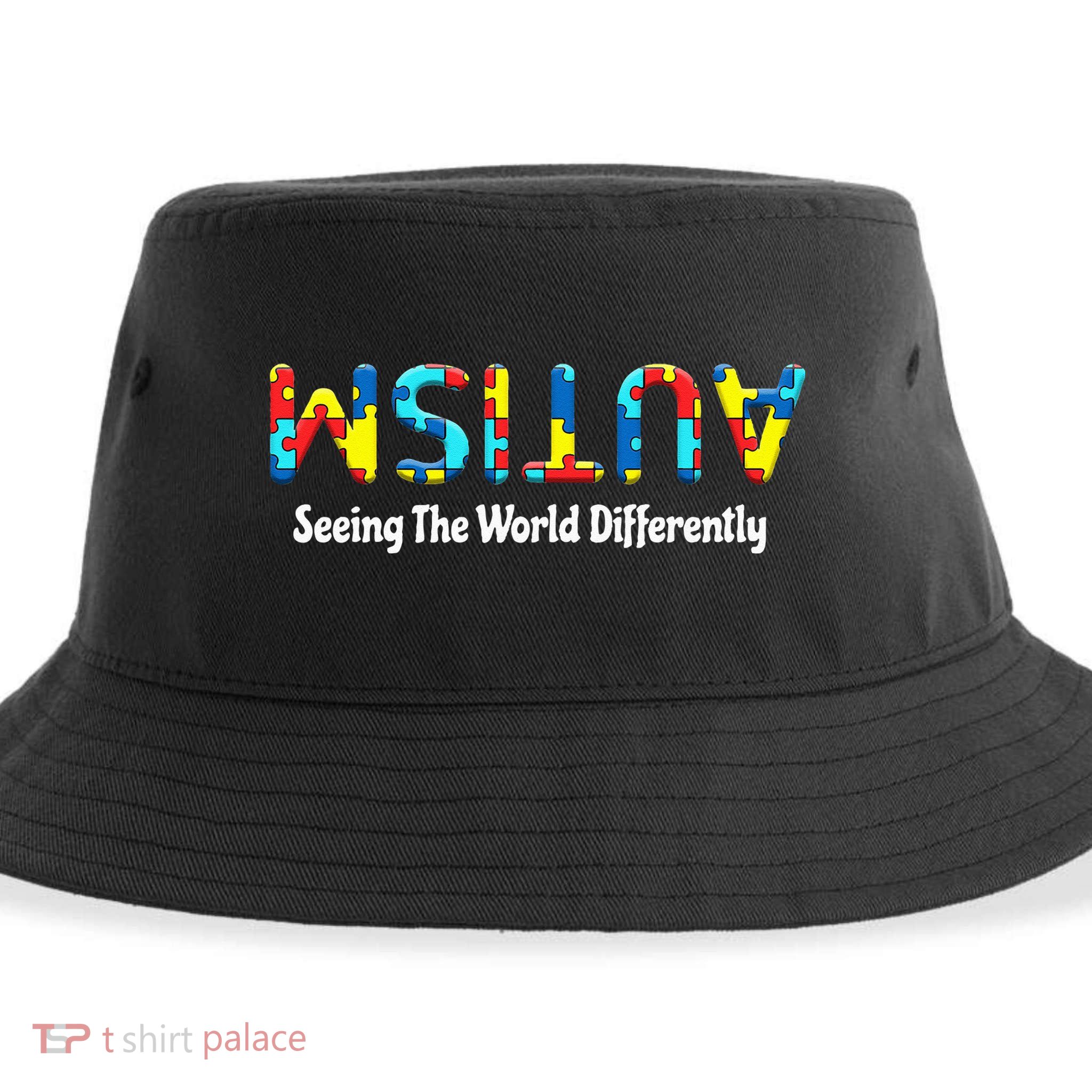 Autism Seeing The World Differently Upside Autism Awareness Sustainable Bucket Hat