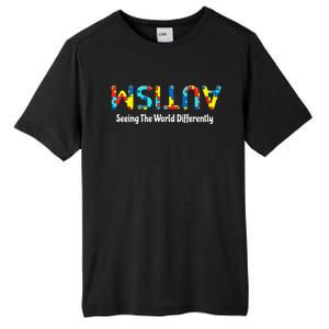 Autism Seeing The World Differently Upside Autism Awareness Tall Fusion ChromaSoft Performance T-Shirt