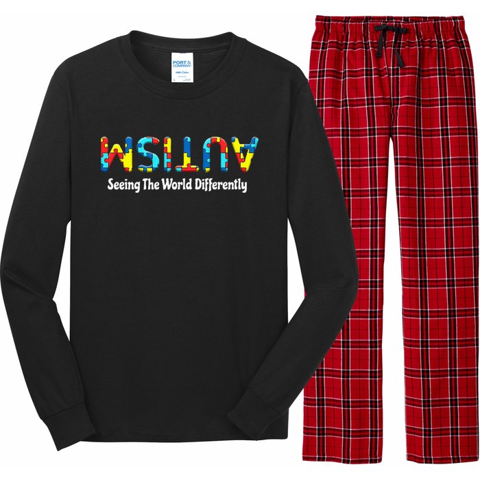 Autism Seeing The World Differently Upside Autism Awareness Long Sleeve Pajama Set