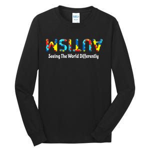 Autism Seeing The World Differently Upside Autism Awareness Tall Long Sleeve T-Shirt