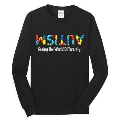 Autism Seeing The World Differently Upside Autism Awareness Tall Long Sleeve T-Shirt