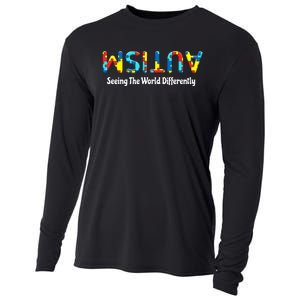 Autism Seeing The World Differently Upside Autism Awareness Cooling Performance Long Sleeve Crew