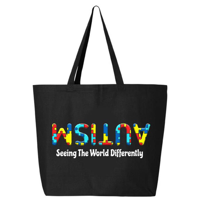 Autism Seeing The World Differently Upside Autism Awareness 25L Jumbo Tote