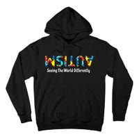 Autism Seeing The World Differently Upside Autism Awareness Tall Hoodie