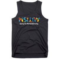 Autism Seeing The World Differently Upside Autism Awareness Tank Top