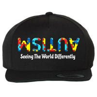 Autism Seeing The World Differently Upside Autism Awareness Wool Snapback Cap