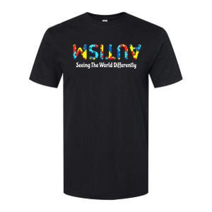 Autism Seeing The World Differently Upside Autism Awareness Softstyle CVC T-Shirt