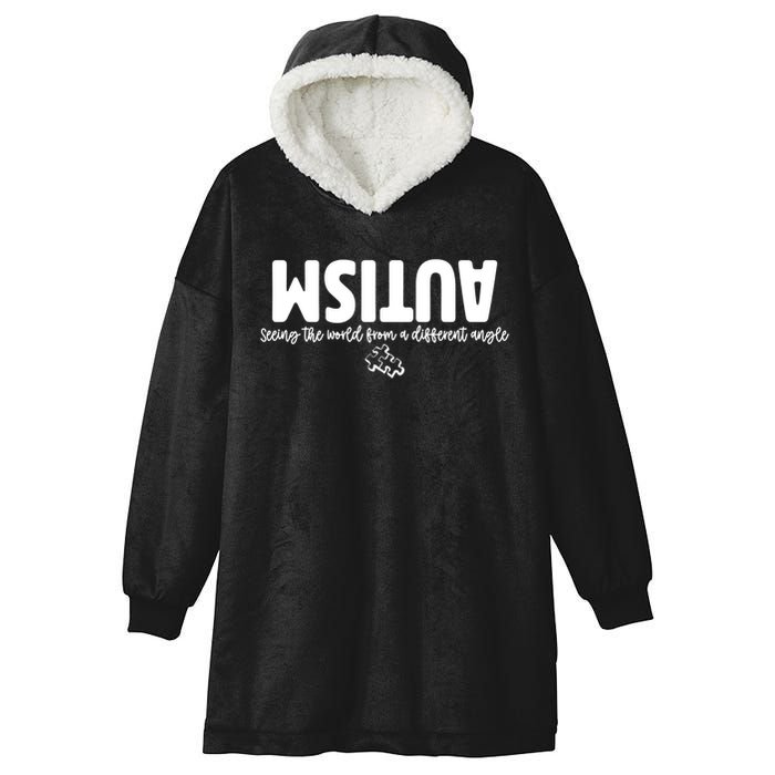 Autism Seeing The World From A Different Angle Hooded Wearable Blanket