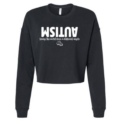 Autism Seeing The World From A Different Angle Cropped Pullover Crew