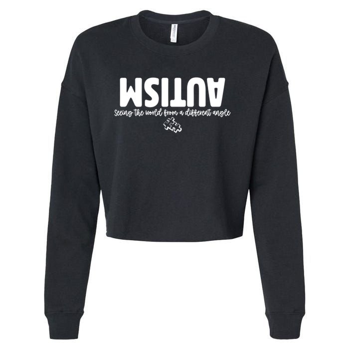 Autism Seeing The World From A Different Angle Cropped Pullover Crew