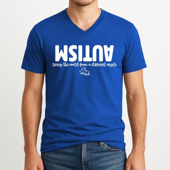 Autism Seeing The World From A Different Angle V-Neck T-Shirt