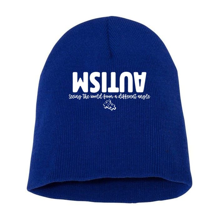 Autism Seeing The World From A Different Angle Short Acrylic Beanie