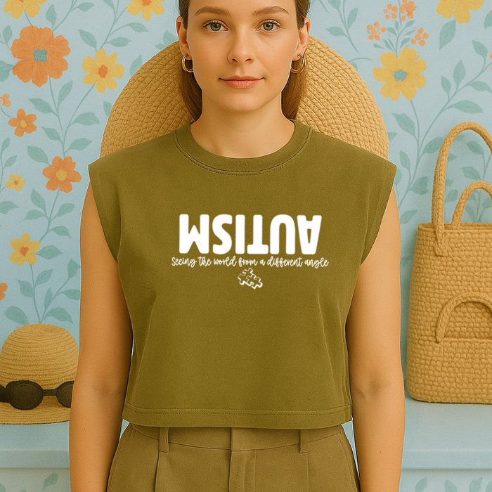 Autism Seeing The World From A Different Angle Garment-Dyed Women's Muscle Tee