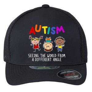 Autism Seeing The World From A Different Angle Cartoon Flexfit Unipanel Trucker Cap