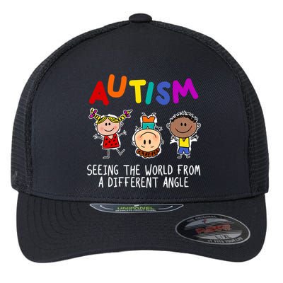 Autism Seeing The World From A Different Angle Cartoon Flexfit Unipanel Trucker Cap