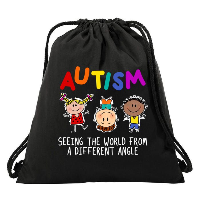 Autism Seeing The World From A Different Angle Cartoon Drawstring Bag