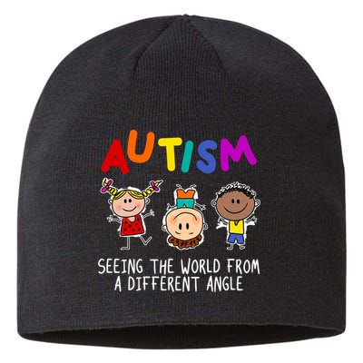 Autism Seeing The World From A Different Angle Cartoon Sustainable Beanie