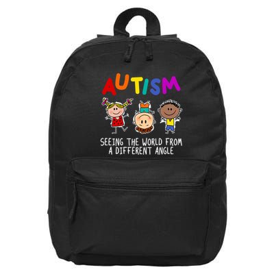 Autism Seeing The World From A Different Angle Cartoon 16 in Basic Backpack