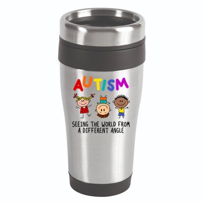 Autism Seeing The World From A Different Angle Cartoon 16oz Travel Tumbler