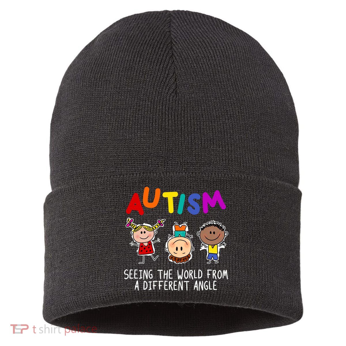 Autism Seeing The World From A Different Angle Cartoon Sustainable Knit Beanie