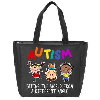 Autism Seeing The World From A Different Angle Cartoon Zip Tote Bag