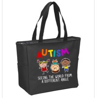 Autism Seeing The World From A Different Angle Cartoon Zip Tote Bag
