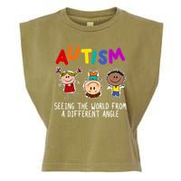 Autism Seeing The World From A Different Angle Cartoon Garment-Dyed Women's Muscle Tee