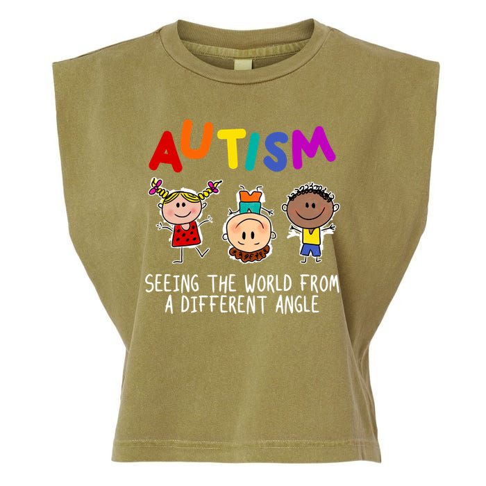 Autism Seeing The World From A Different Angle Cartoon Garment-Dyed Women's Muscle Tee