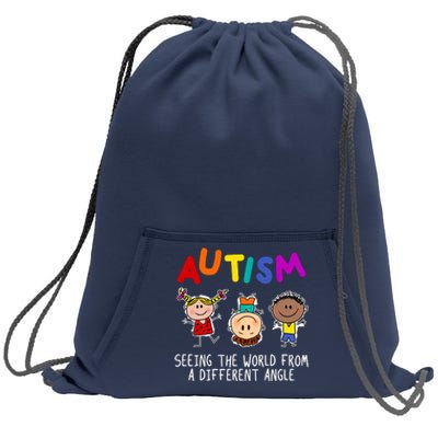 Autism Seeing The World From A Different Angle Cartoon Sweatshirt Cinch Pack Bag