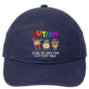 Autism Seeing The World From A Different Angle Cartoon 7-Panel Snapback Hat