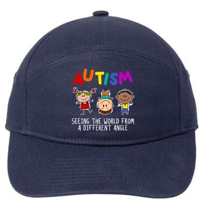 Autism Seeing The World From A Different Angle Cartoon 7-Panel Snapback Hat