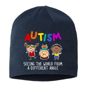 Autism Seeing The World From A Different Angle Cartoon Sustainable Beanie