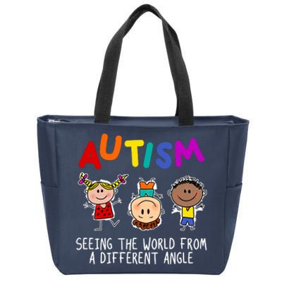 Autism Seeing The World From A Different Angle Cartoon Zip Tote Bag