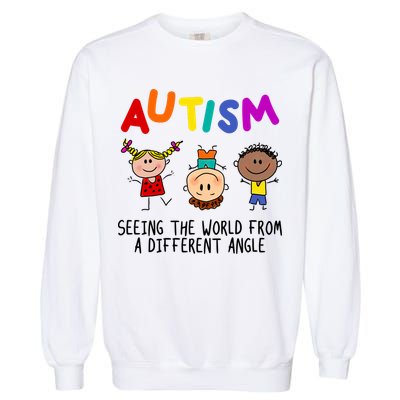 Autism Seeing The World From A Different Angle Cartoon Garment-Dyed Sweatshirt