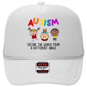 Autism Seeing The World From A Different Angle Cartoon High Crown Mesh Back Trucker Hat